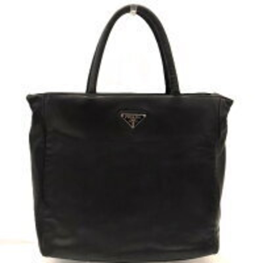 Prada Nappa Leather Handbag Triangle Logo Black Sheepskin